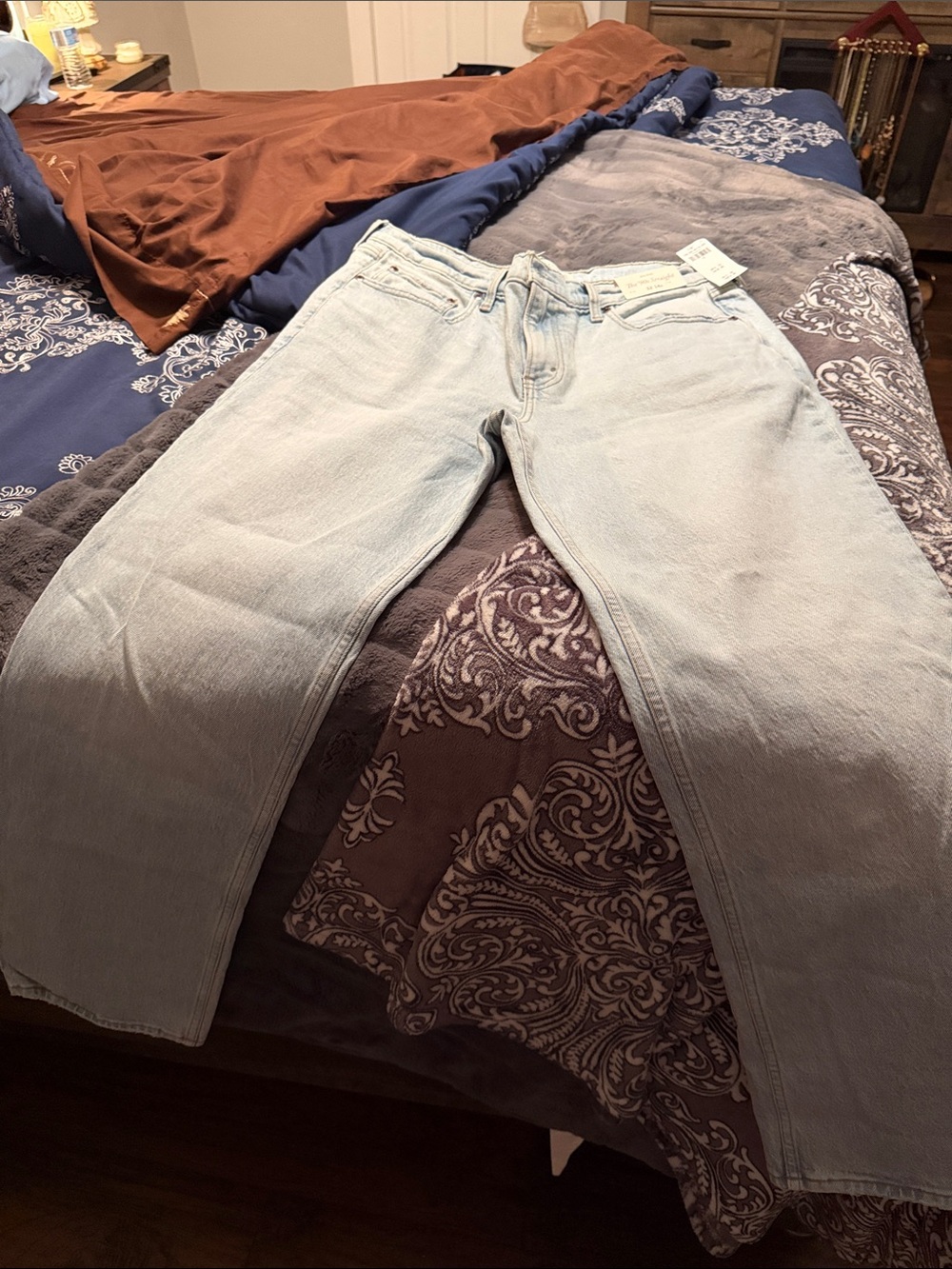 Abercrombie & Fitch Light Blue Wide-Leg Flare Jeans
